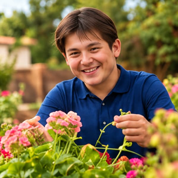 Participant enjoying a gardening activity